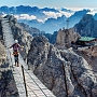 The suspension bridge on the Dibona via ferrata, on a perfect day.